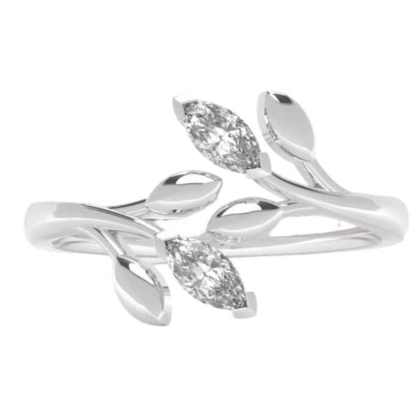 Ethically Sourced Platinum Lab Grown Diamond Wrap Around Leaf Ring