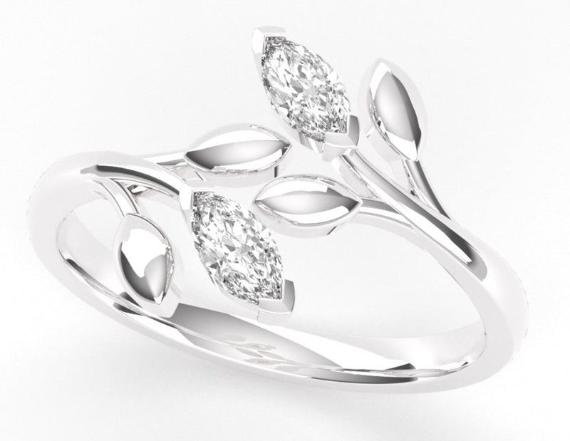 Fairtrade White Gold Lab Grown Diamond Wrap Around Leaf Ring