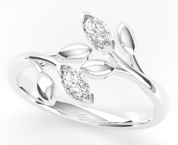 Fairtrade Silver Lab Grown Diamond Wrap Around Leaf Ring