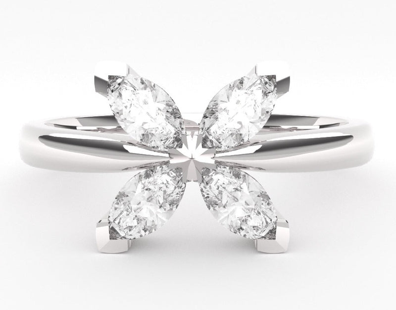 Fairtrade White Gold Lab Grown Diamond Petal Ring