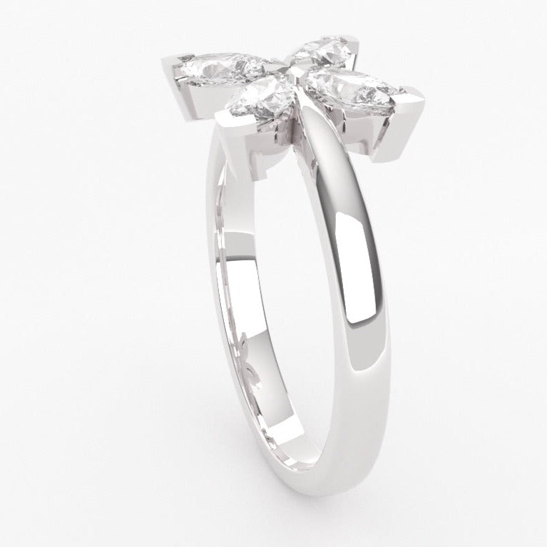 Fairtrade White Gold Lab Grown Diamond Petal Ring