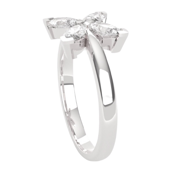 Fairtrade White Gold Lab Grown Diamond Petal Ring