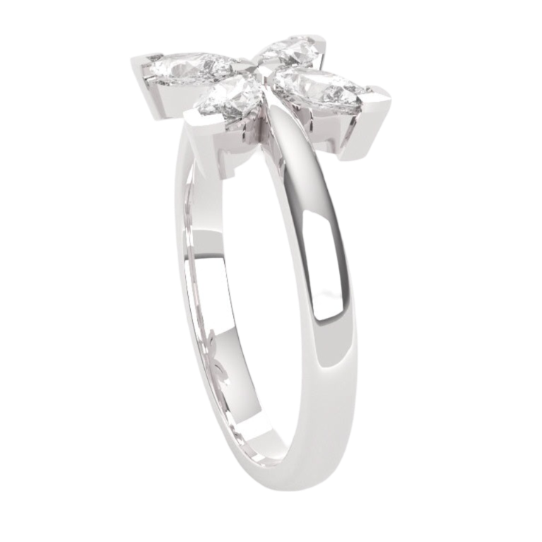 Fairtrade White Gold Lab Grown Diamond Petal Ring