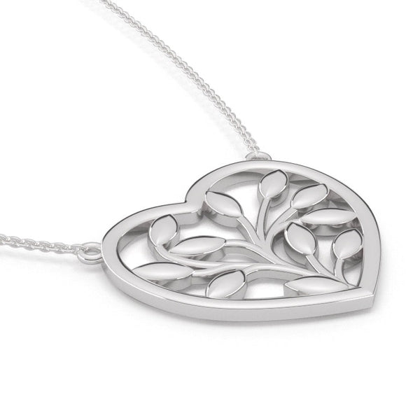 Fairtrade White Gold Heart Petal Pendant