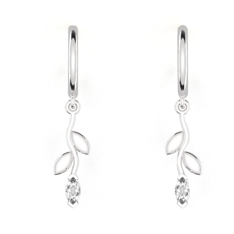 Fairtrade Silver Petal Drop Hoop Earrings