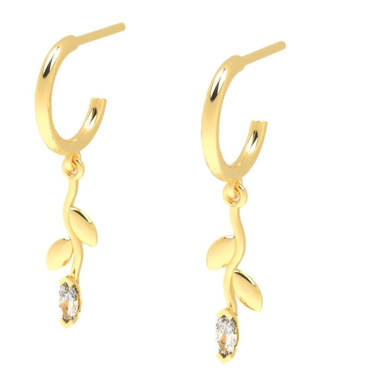 Fairtrade Yellow Gold Petal Drop Hoop Earrings
