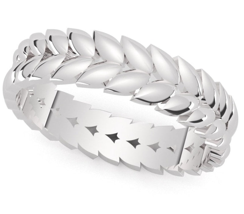 Fairtrade White Gold Petal Band Ring