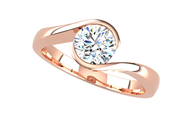 Fairtrade 9ct Rose Gold Crossover Solitaire Engagement Ring