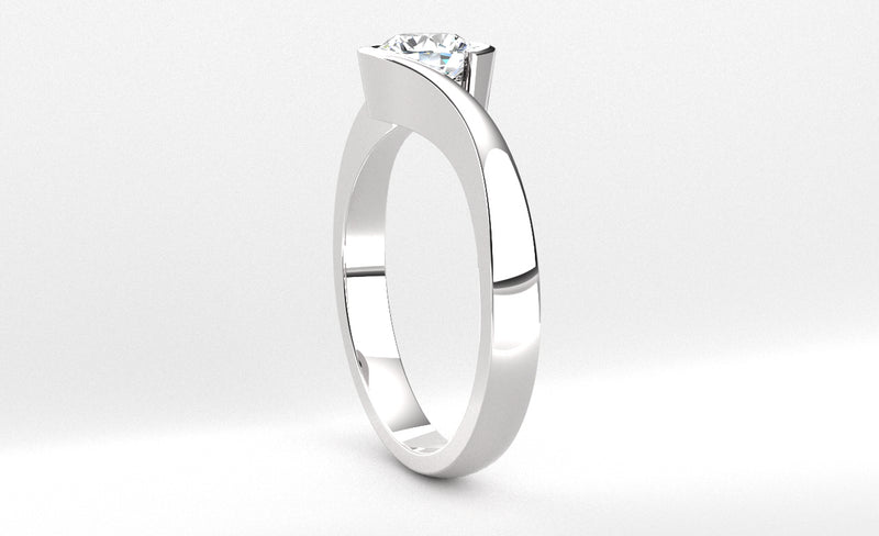 Fairtrade 18ct White Gold Solitaire Crossover Engagement Ring