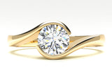 Fairtrade 18ct Yellow Gold Solitaire Cross Over Engagement Ring