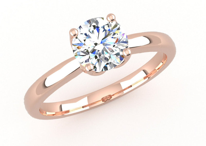 Fairtrade 18ct Rose Gold Four Claw Solitaire Lab Diamond Engagement Ring