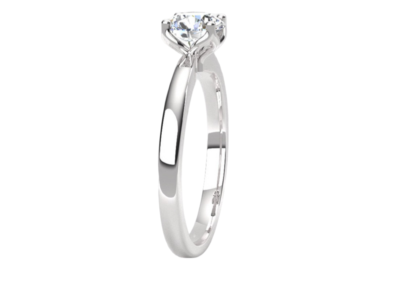 Fairtrade 18ct White Gold Four Claw Solitaire Lab Diamond Engagement Ring