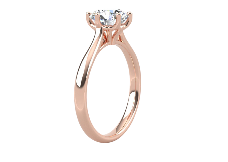 Fairtrade 9ct Rose Gold Six Claw Solitaire Lab Diamond Engagement Ring