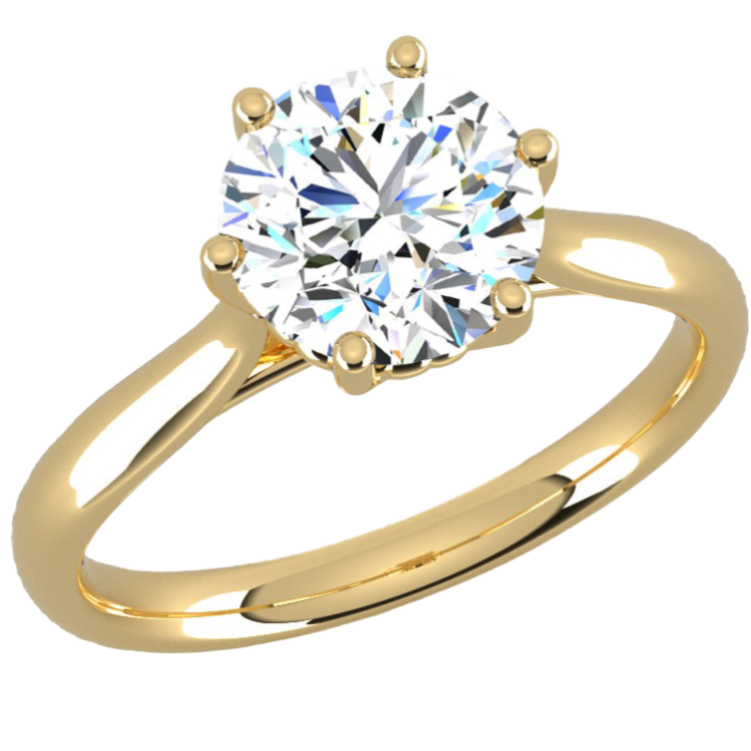 Fairtrade 9ct Yellow Gold Six Claw Solitaire Lab Diamond Engagement Ring