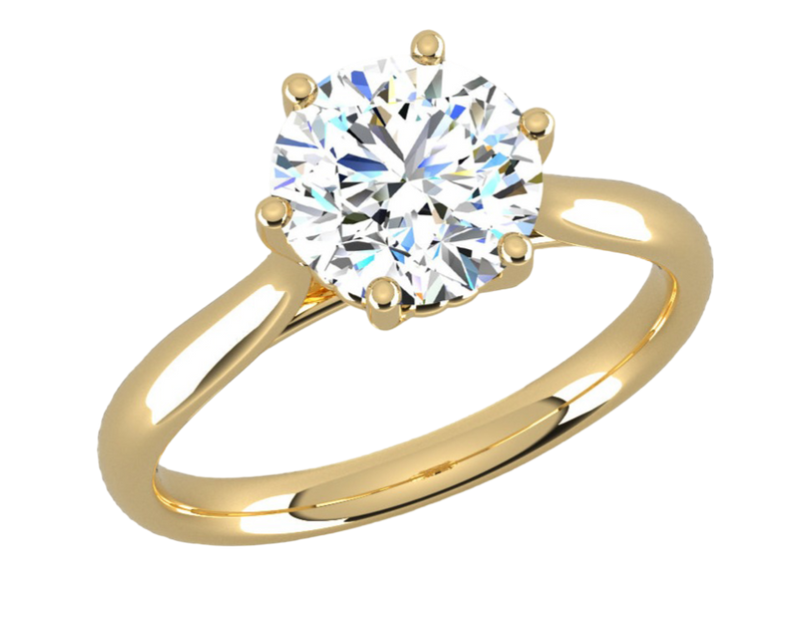 Fairtrade 18ct Yellow Gold Six Claw Solitaire Lab Diamond Engagement Ring