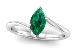Fairtrade White Gold Crossover Solitaire Marquise Cut Lab Grown Emerald Engagement Ring