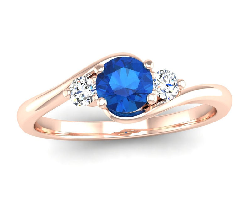 Fairtrade Rose Gold Crossover Lab Grown Sapphire and Diamond Trilogy Engagement Ring