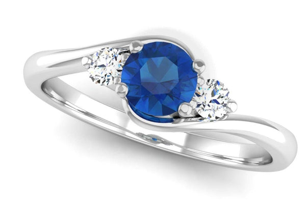 Fairtrade White Gold Crossover Lab Grown Sapphire and Diamond Trilogy Engagement Ring