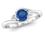 Fairtrade White Gold Crossover Lab Grown Sapphire and Diamond Trilogy Engagement Ring