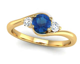 Fairtrade Yellow Gold Crossover Lab Grown Sapphire and Diamond Trilogy Engagement Ring