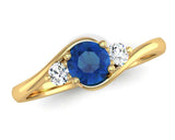 Fairtrade Yellow Gold Crossover Lab Grown Sapphire and Diamond Trilogy Engagement Ring