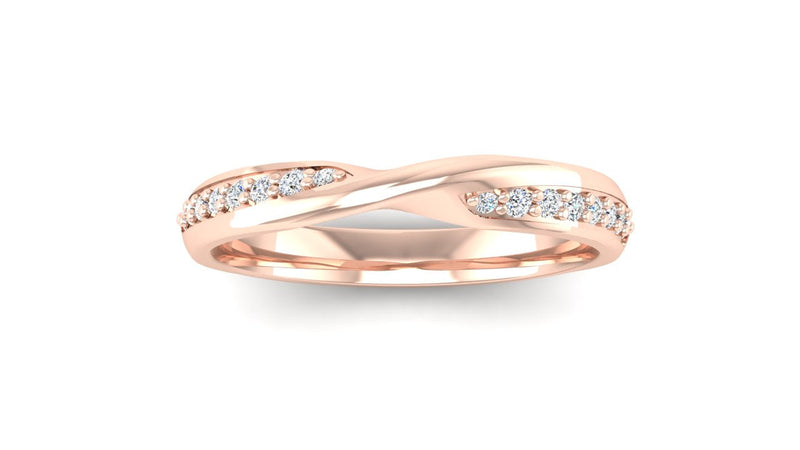 Fairtrade Rose Gold Lab Grown Diamond Set Twisted Wedding Ring