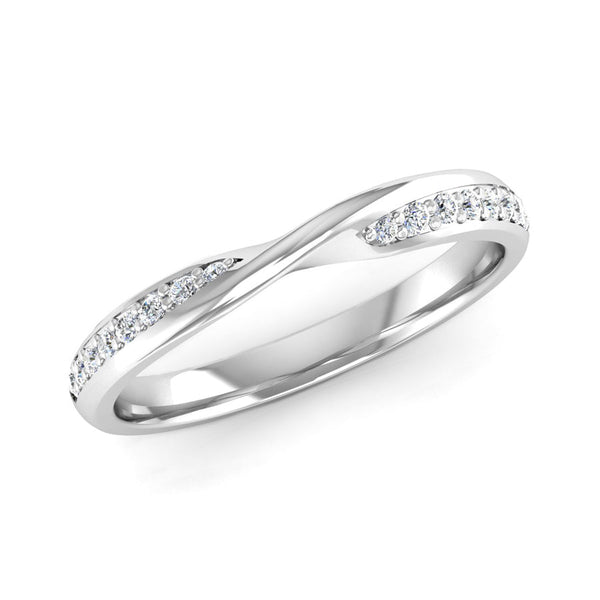 Ethically-sourced Platinum Diamond Set Twisted Wedding Ring - Jeweller's Loupe