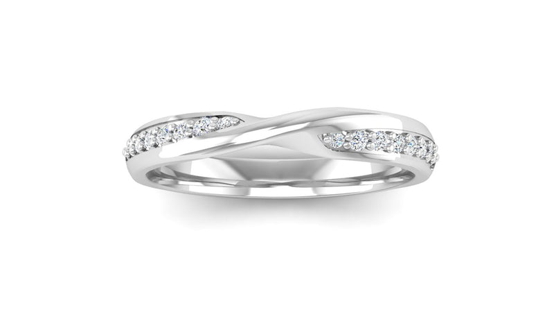 Fairtrade White Gold Lab Grown Diamond Set Twisted Wedding Ring