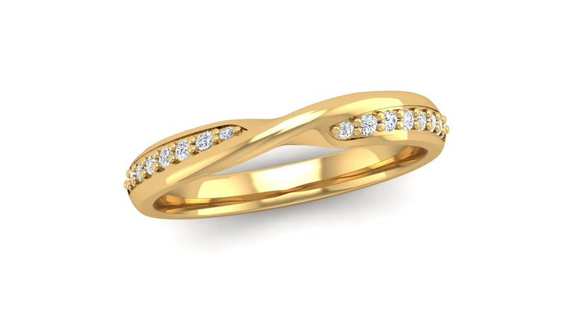 Fairtrade Yellow Gold Diamond Set Twisted Wedding Ring - Jeweller's Loupe