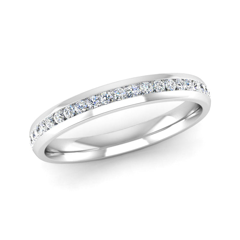 Ethically-sourced Platinum Half Channel Set Diamond Wedding Ring - Jeweller's Loupe