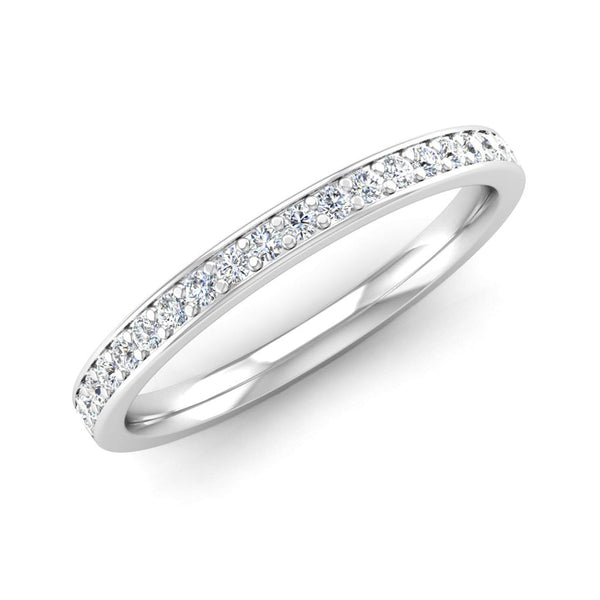 Ethically-sourced Platinum Grain Set Diamond Wedding Ring with Border - Jeweller's Loupe