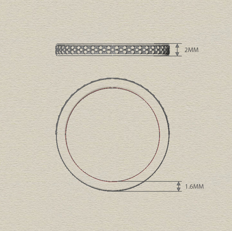 Ethically-sourced Platinum Grain Set Lab Grown Diamond Wedding Ring with Border