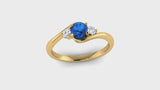 Fairtrade Yellow Gold Crossover Lab Grown Sapphire and Diamond Trilogy Engagement Ring