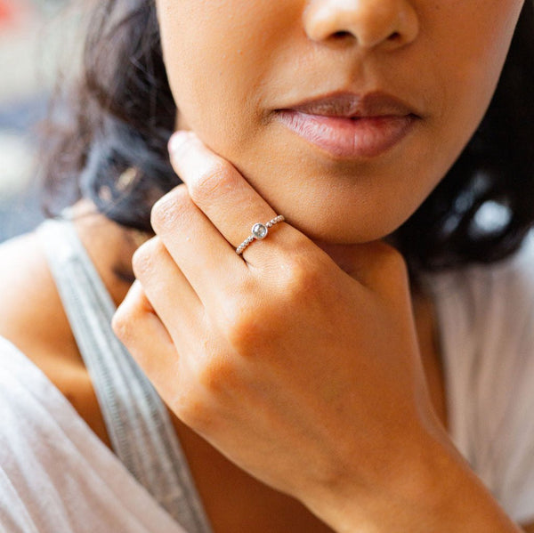 Fairtrade Gold FAITH Salt and Pepper Diamond Stacking Ring - Jeweller's Loupe