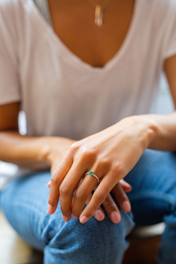 Fairtrade Silver FAITH Agate Stacking Ring - Jeweller's Loupe