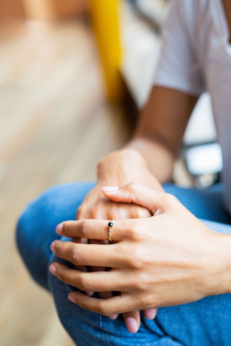 Ethically-sourced Platinum DREAM Onyx Stacking Ring - Jeweller's Loupe