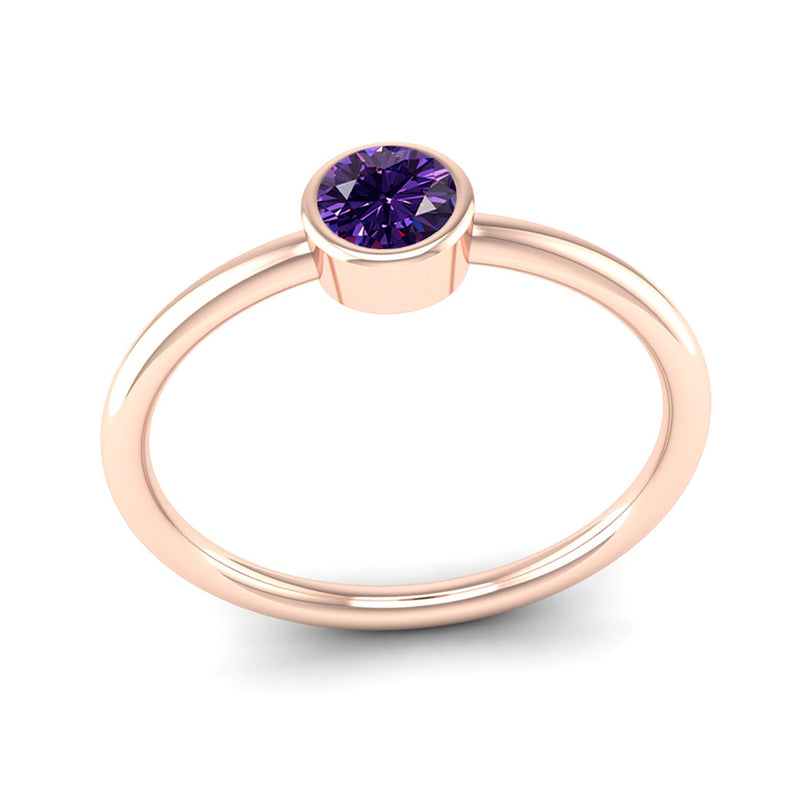 Fairtrade Rose Gold Solitaire Amethyst February Birthstone Ring, Jeweller's Loupe