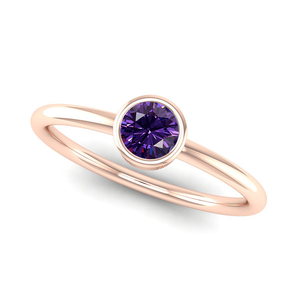 Fairtrade Rose Gold Solitaire Amethyst February Birthstone Ring, Jeweller's Loupe