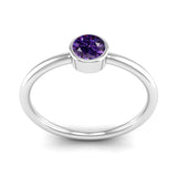 Ethically-sourced Platinum Solitaire Amethyst February Birthstone Ring, Jeweller's Loupe