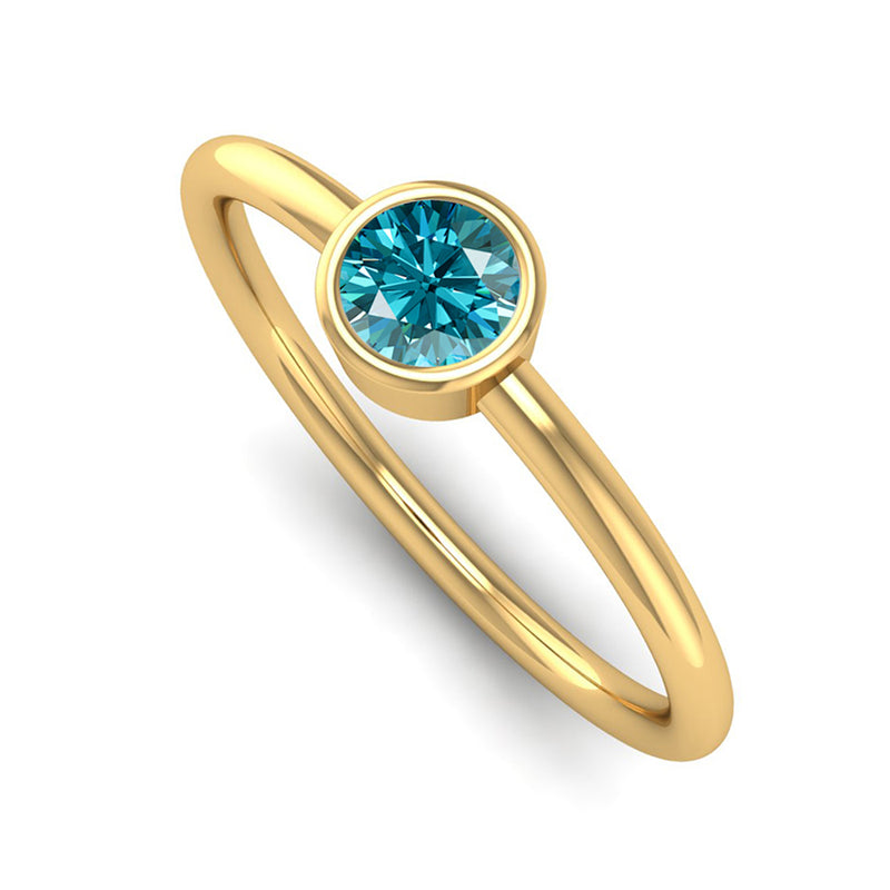 Fairtrade Yellow Gold Solitaire Aquamarine March Birthstone Ring, Jeweller's Loupe