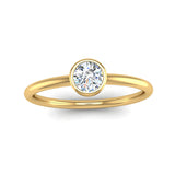 Fairtrade Yellow Gold Solitaire Round Brilliant Cut Lab Diamond Birthstone Ring