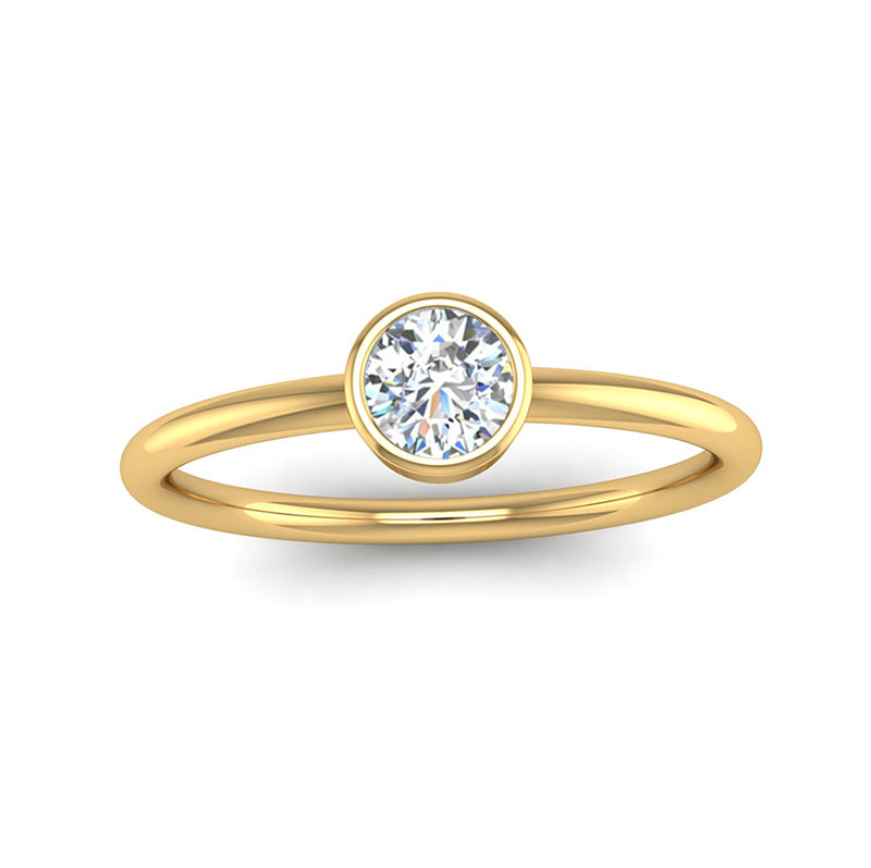 Fairtrade Yellow Gold Solitaire Round Brilliant Cut Lab Diamond Birthstone Ring