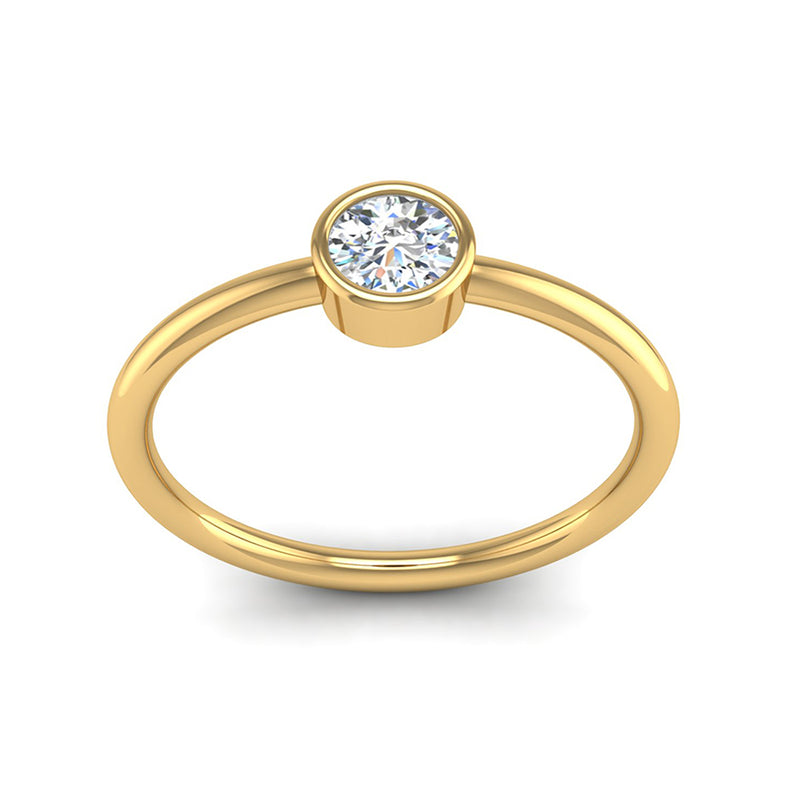 Fairtrade Yellow Gold Solitaire Round Brilliant Cut Lab Diamond Birthstone Ring