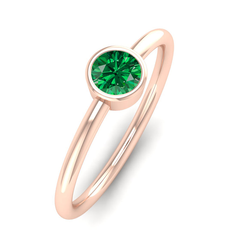 Fairtrade Rose Gold Solitaire Emerald May Birthstone Ring