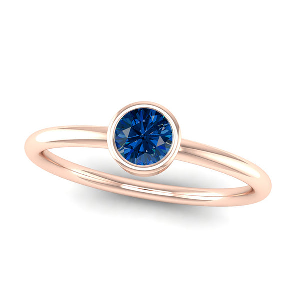 Fairtrade Rose Gold Solitaire Sapphire September Birthstone Ring, Jeweller's loupe