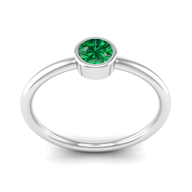 Ethically-sourced Platinum Solitaire Emerald May Birthstone Ring