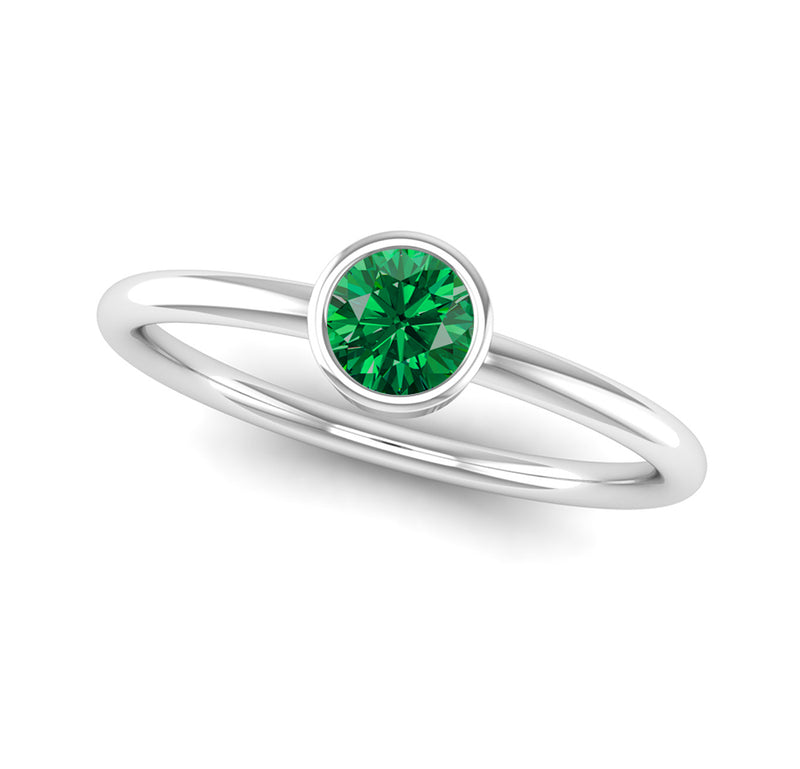 Ethically-sourced Platinum Solitaire Emerald May Birthstone Ring