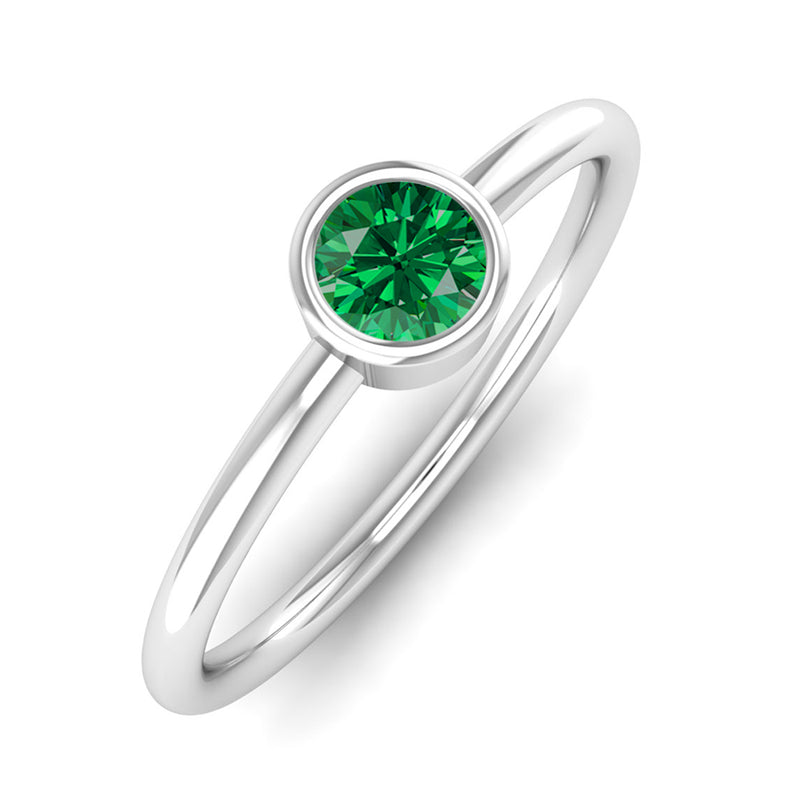 Ethically-sourced Platinum Solitaire Emerald May Birthstone Ring