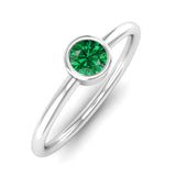 Fairtrade Silver Solitaire Emerald May Birthstone Ring