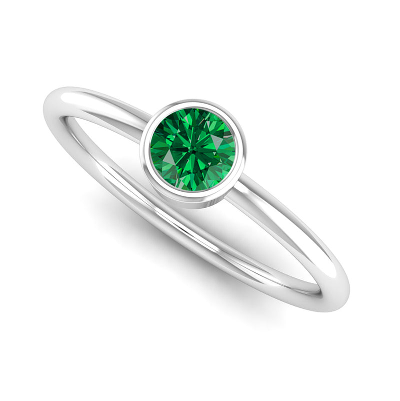 Fairtrade Silver Solitaire Emerald May Birthstone Ring